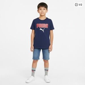 002 SET: Puma Jersey tee and crew sock set size M (10-12)